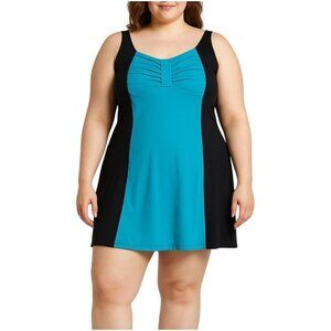 Romans Womens Swim Dress Size 18W Front Ruched Bust Adjustable Straps